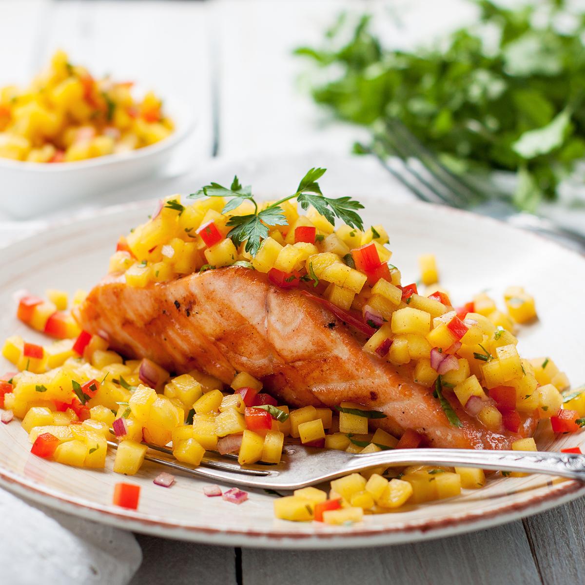 Salmon with Peach Salsa - Urban Meadow®